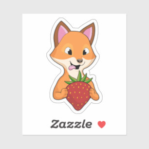 Sticker Renard avec fraise