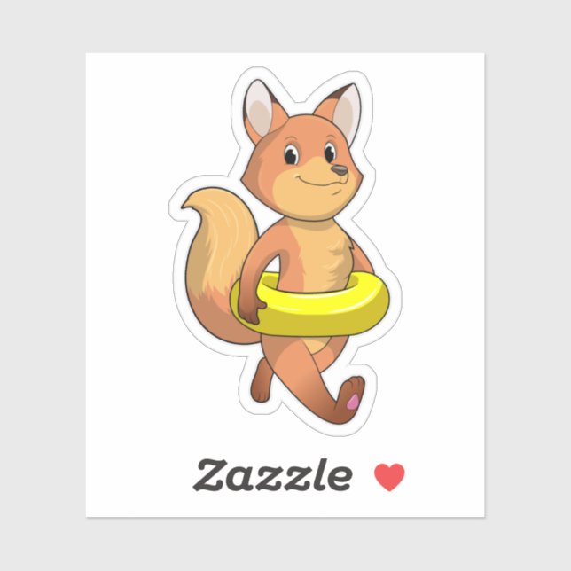 Sticker Renard avec Lifebuoy (Feuille)
