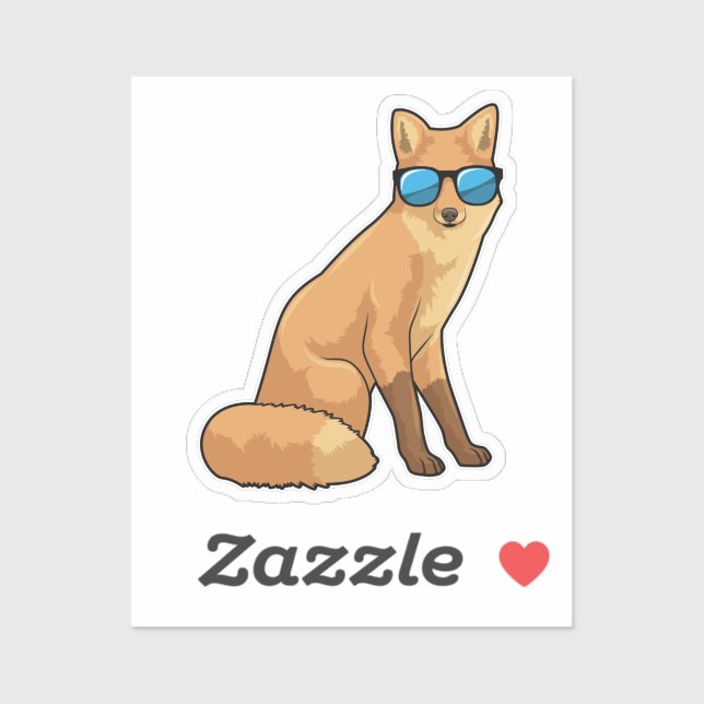 Sticker Renard avec lunettes de soleil (Feuille)