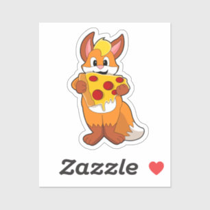 Sticker Renard avec pizza