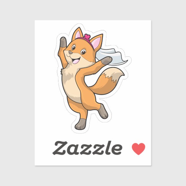 Sticker Renard comme mariée avec Voile & Coeur (Feuille)