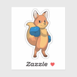 Sticker Renard en boîte avec gants de boxe