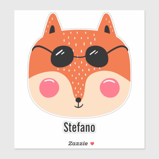 Sticker Renard rouge cool avec lunettes de soleil personna (Feuille)