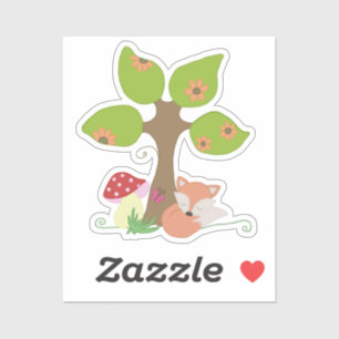 Sticker renard sous l'arbre