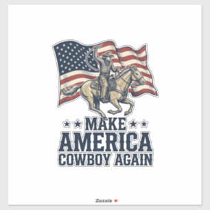 Sticker Rendez à l'Amérique son Cowboy Patriote Chemise We