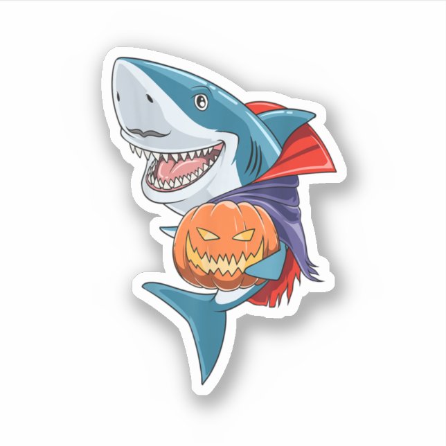 Sticker Requin Halloween Shark Lover Cadeau Citrouille Sha (Devant)