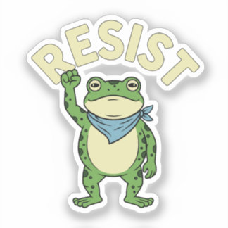 Sticker Resist Frog Illustration STICKER, Cute Protest Fro
