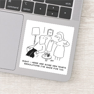 Sticker Résolutions du Nouvel An de la femme pour le mari.