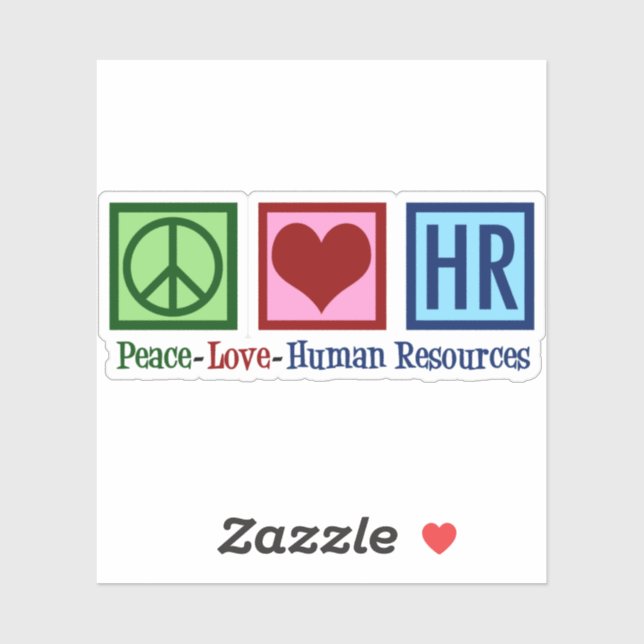 Sticker Ressources humaines Peace Love HR (Feuille)