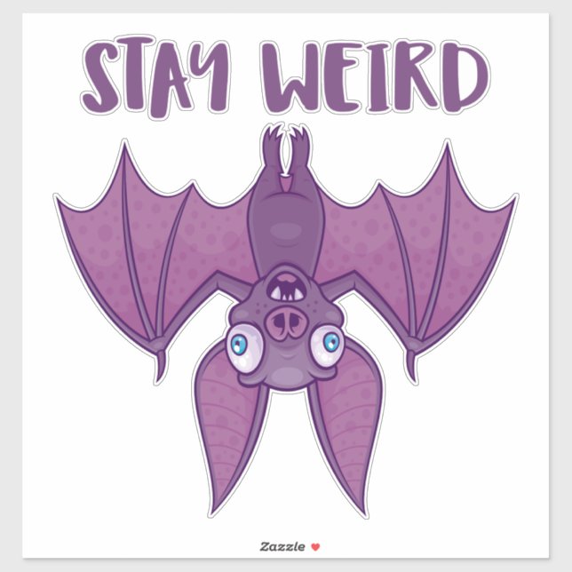 Sticker Restez bizarre chauve-souris caricaturale (Feuille)