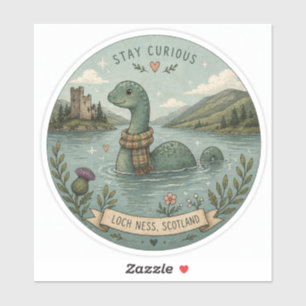 Sticker Restez Curieux Cozy Cryptide Nessie Monstre du Loc