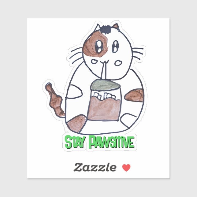 Sticker Restez Pawsitive Funny Cat Cartoon Carnet d'ordina (Feuille)