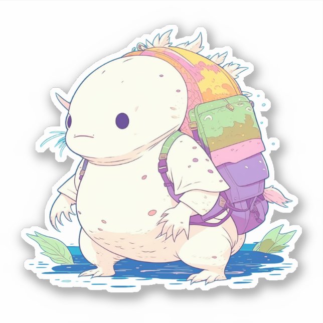 Sticker Retour à l'école Axolotl Kawaii Dessin (Devant)