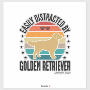 Sticker Retriever doré facilement distrait Chien vintage d