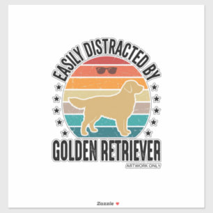 Sticker Retriever doré facilement distrait Chien vintage d