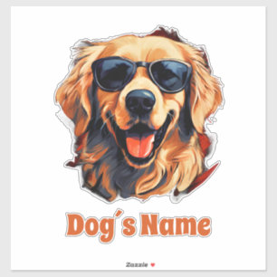 Sticker Retriever en or cool avec lunettes de soleil