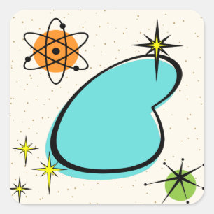 Sticker Retro Atomic Boomerang et Starbursts