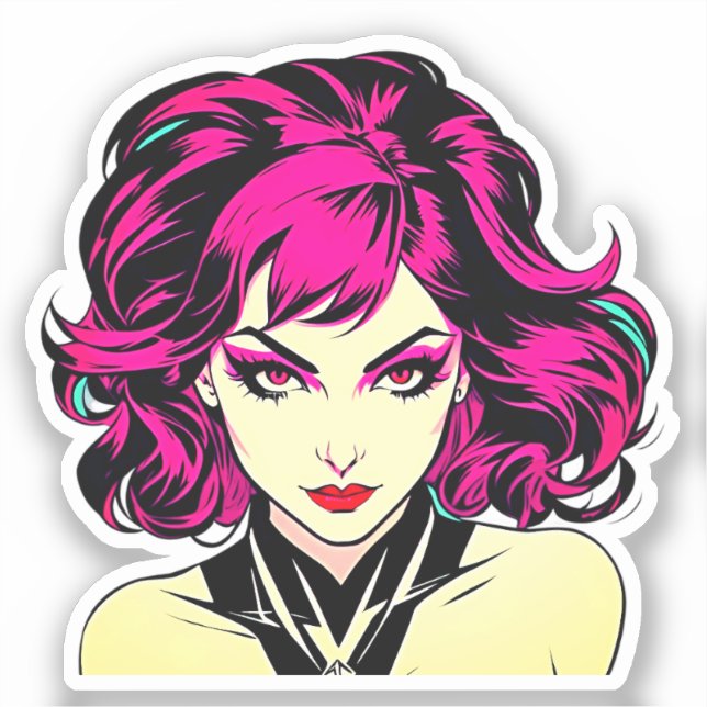 Sticker Retro Charme comique - Bright Pop Art Girl (Recto)