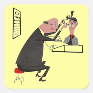 Sticker Retro Coeur rose ophthamologiste oeil doc 