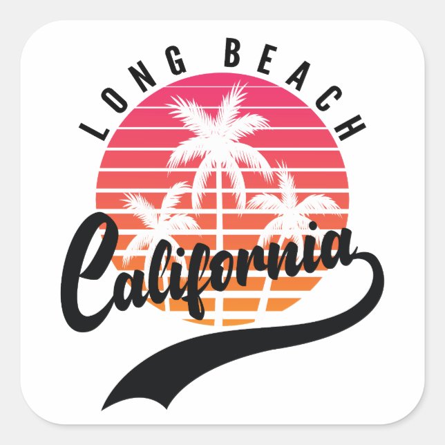 Sticker rétro de Long Beach, Californie (Devant)