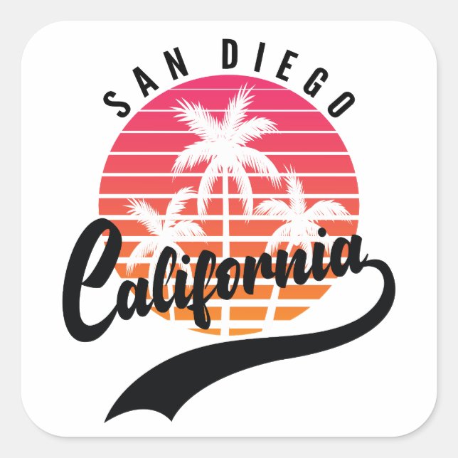 Sticker rétro de San Diego, Californie (Devant)