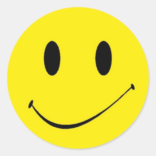 Sticker Retro Fun Yellow Smiley Happy Face Symbol