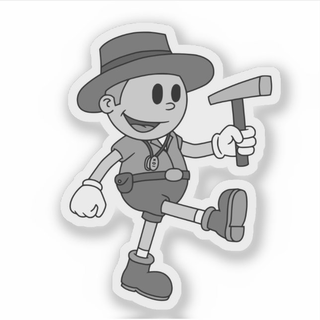 Sticker Retro géologue de dessin animé (noir et blanc) Vin (Devant)