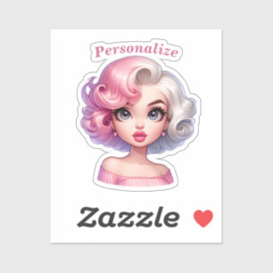 Sticker Retro Glamor Girl Cartoon Animé Personnaliser