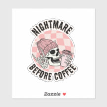 Retro Halloween Squelette de café Love Vinyl Stick