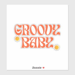 Sticker Retro les années 70 moutarde Orange Hippie Super b