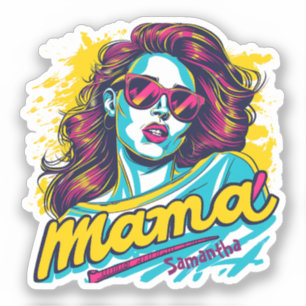 Sticker Retro Mama Pop Art (12) personnalisé