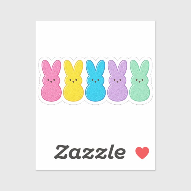 Sticker Retro Marshmallow Bunny Peeps Colorful Easter  (Feuille)
