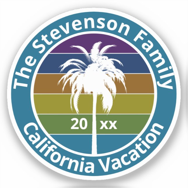Sticker Retro Palm Tree Tropical Family Vacances Personnal (Recto)