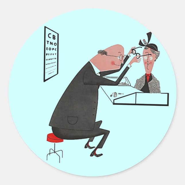 Sticker Retro Pink Heart ophthamologist eye doc dr (Front)