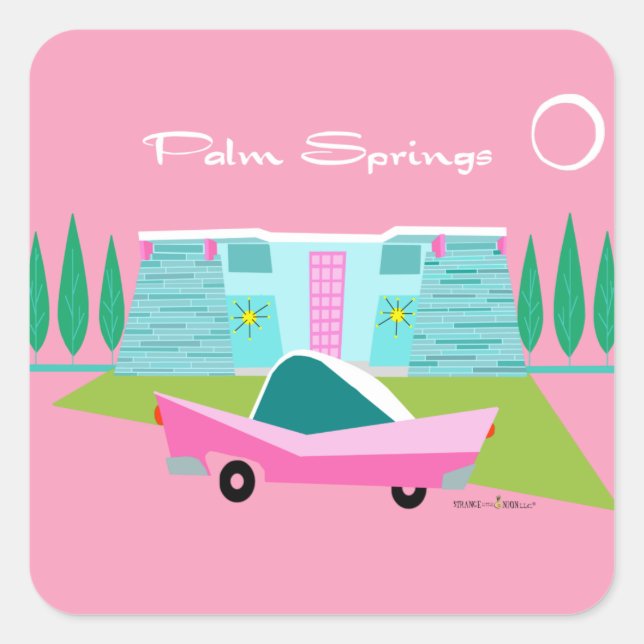 Sticker Retro Pink Palm Springs (Devant)