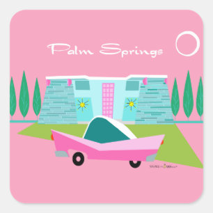 Sticker Retro Pink Palm Springs