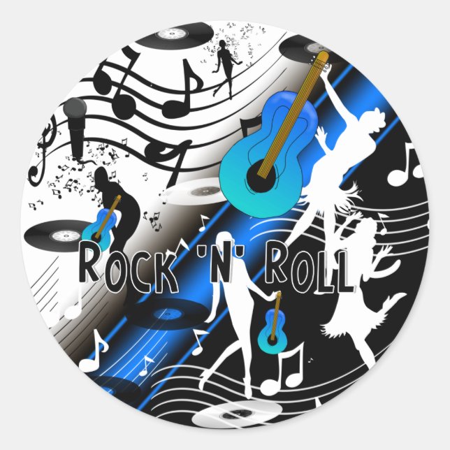 Sticker Retro Rock 'N' Roll Music Rocks Me (Front)