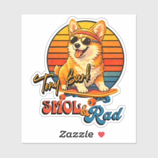 Sticker Retro Skate Corgi – Tony Bark™ – Smol & Rad 