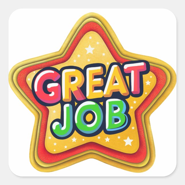 Sticker Retro Star-Formé Grande Réussite De Travai (Devant)