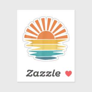 Sticker Retro Sunset Rays Wavy Vintage Retro Sunshine Sun