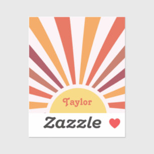 Sticker Retro Sunset Sun Rays Nom personnalisé