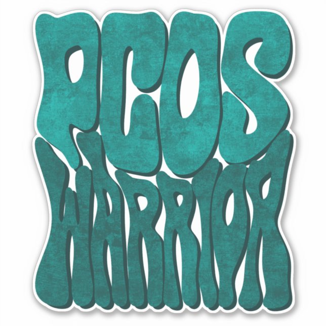 Sticker Rétro Super PCOS WARRIOR Turquoise sensibilisation (Devant)
