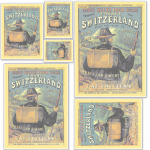 Sticker Retro Tourist Guide to Switzerland Illustration