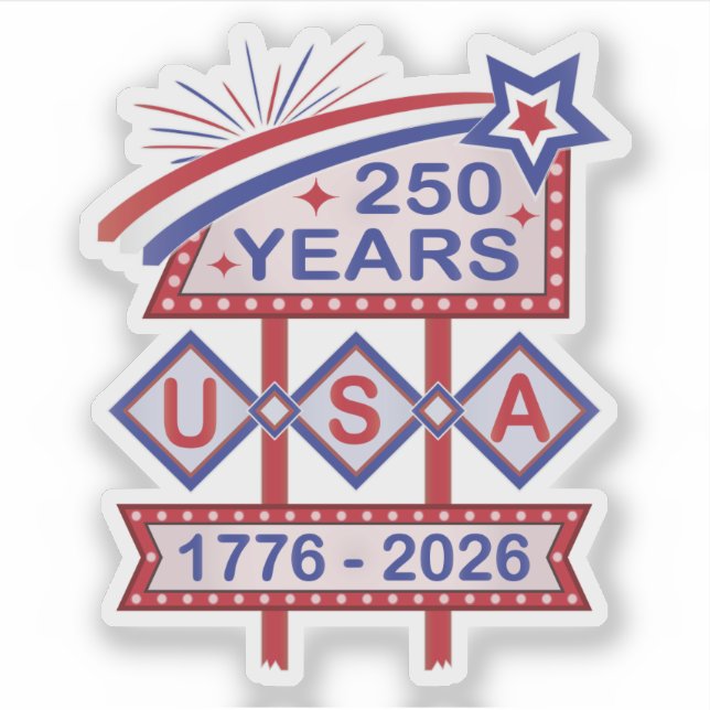 Sticker Retro USA 250th Anniversary Marquee Sign 1776-2026 (Devant)
