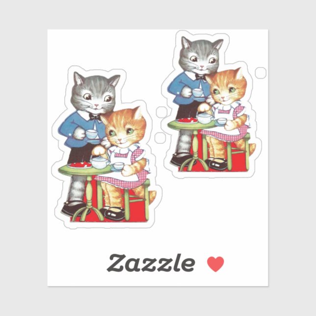 Sticker Retro Valentine Kitties (Feuille)