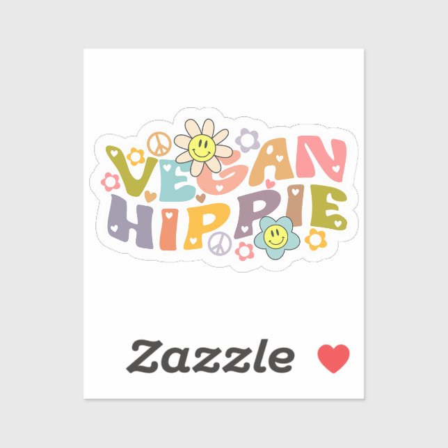 Sticker Retro Vegan Hippie Lifestyle (Feuille)