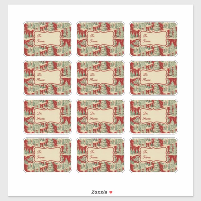 Sticker Retro Vintage Christmas Landscape (Feuille)