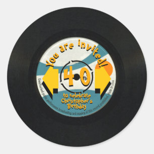 Sticker Retro Vinyl 40th Birthday Party R
