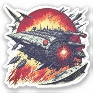 Sticker Rêves Sci-Fi vintages - Steampunk vaisseau spatial