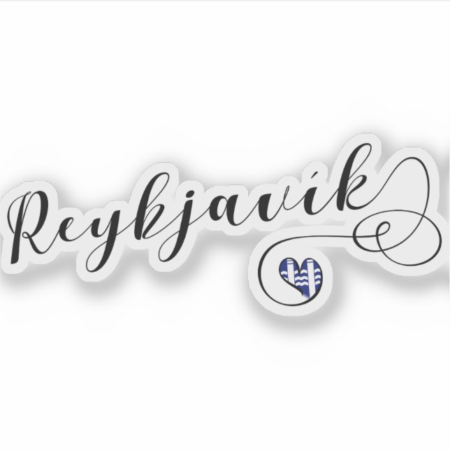 Sticker Reykjavík, drapeau cardiaque de Reykjavik (Devant)